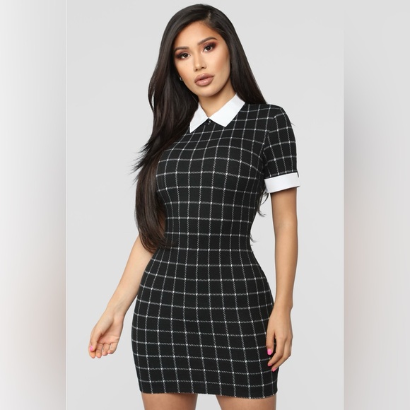 Collared Check Mini Dress - Picture 3 of 4